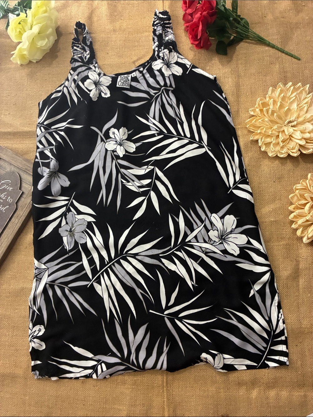 Black & White Floral Tank Dress